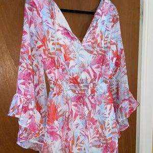 Pink Lily floral romper